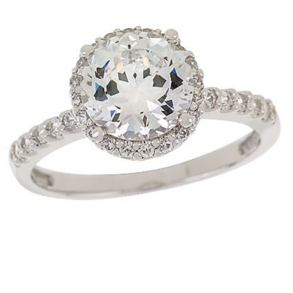 Qvc Epiphany Platinum Clad Diamonique 100-Facet 235 Ct Tw Ring 0384 40$